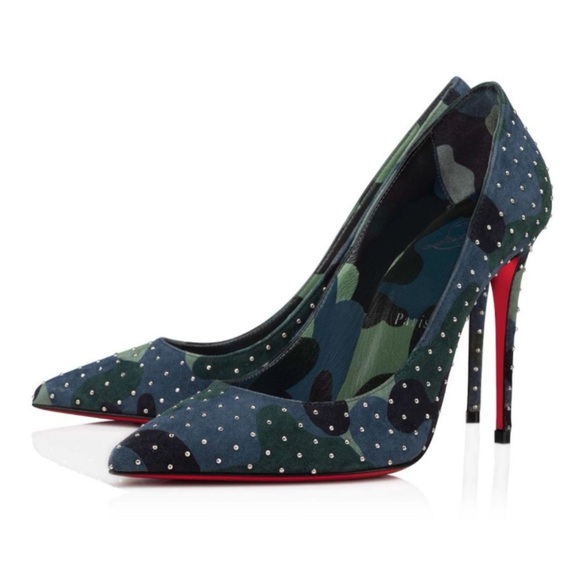 Christian Louboutin Shoes - Christian Louboutin Camouflage Studded Pointed Toe Pumps with Red Soles